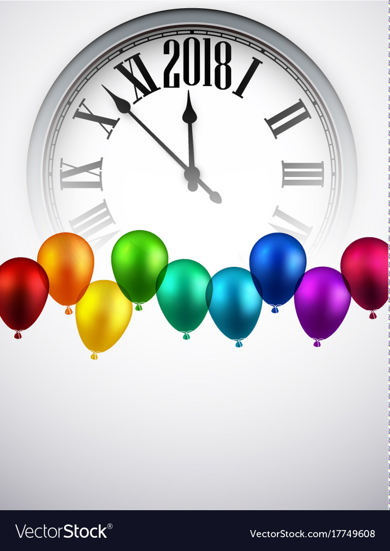 2018 new year background with clock