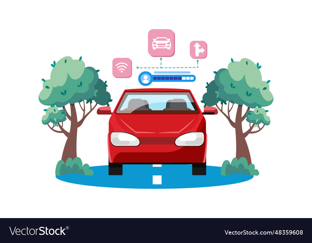 Autonomous vehicles use ai for navigation vector image Autonomous vehicles use ai for navigation