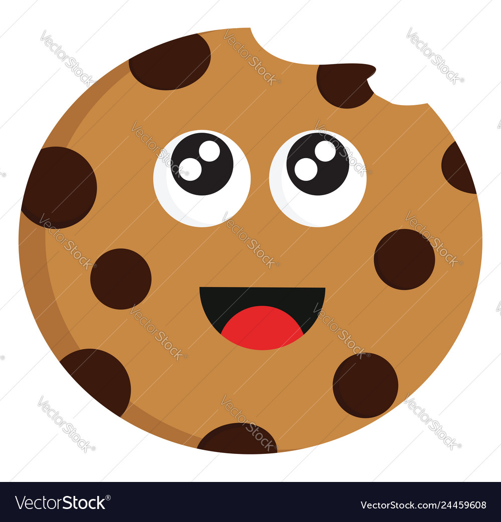 Bitten chocolate biscuit color on white background