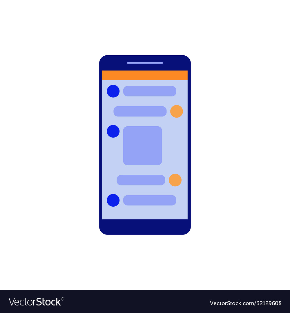 Blue smartphone screen with chat messages bubbles