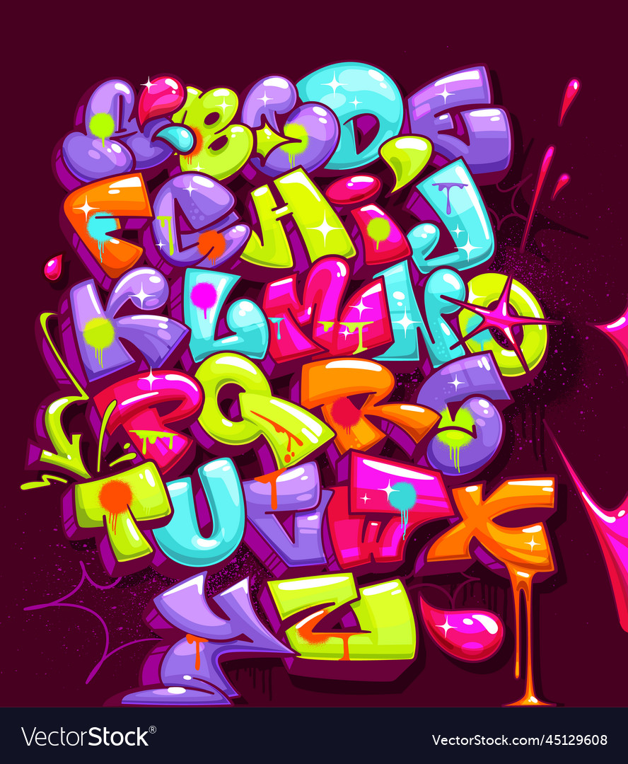 Colorful spray font Royalty Free Vector Image - VectorStock