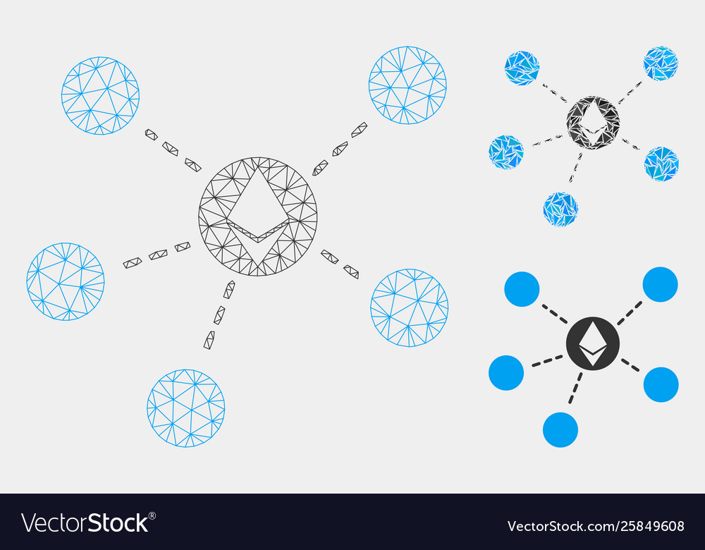 Ethereum network mesh wire frame model vector image Ethereum network mesh wire frame model