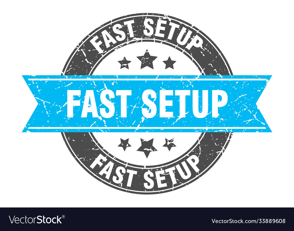 Fast setup round stamp with ribbon label sign