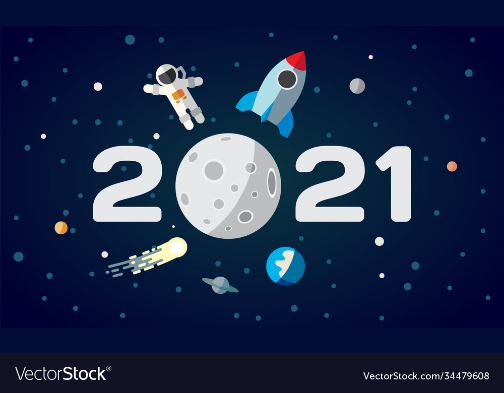 Flat space theme for calendar vector image Flat space theme for calendar