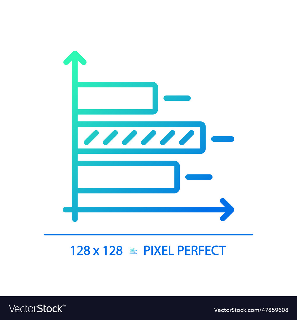 Horizontal bar chart gradient linear icon vector image Horizontal bar chart gradient linear icon