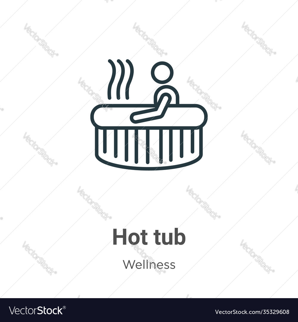 Hot tub outline icon thin line black Royalty Free Vector