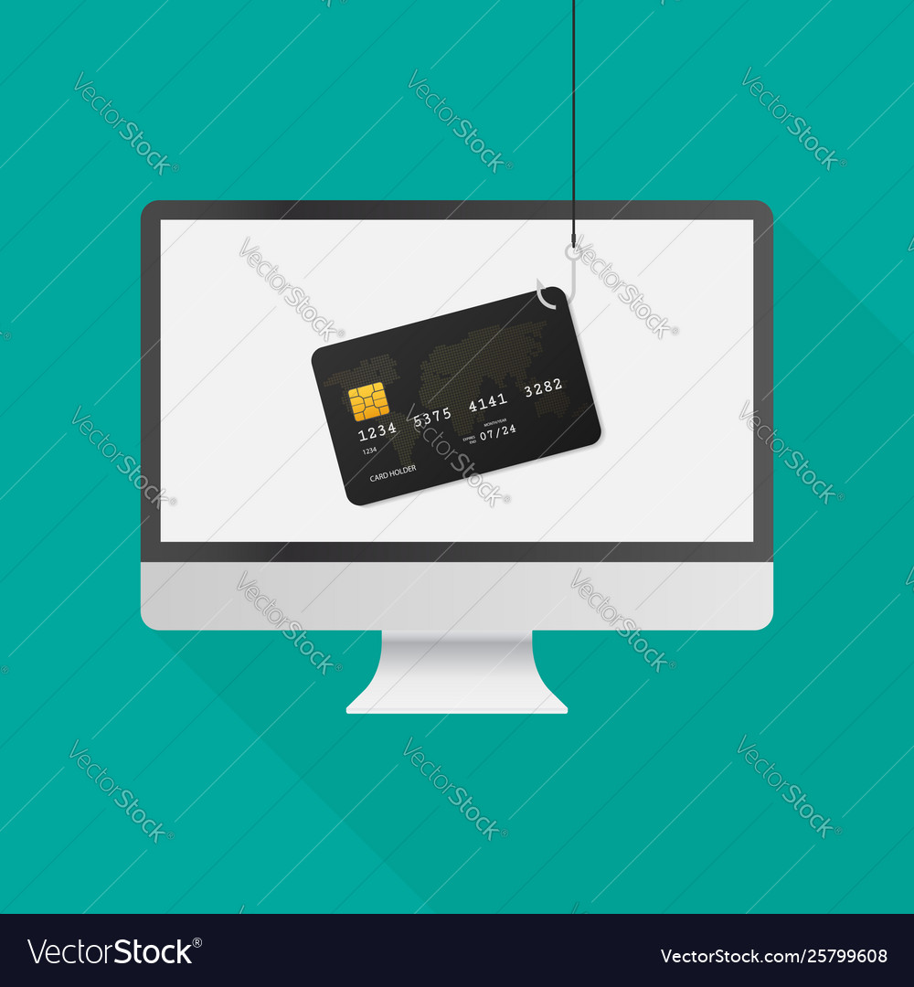 Internet phishing and hacking attack on computer vector image Internet phishing and hacking attack on computer