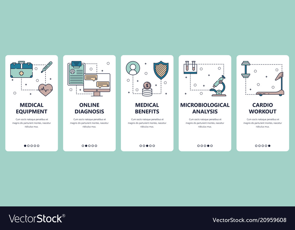 Line art web and mobile app template set