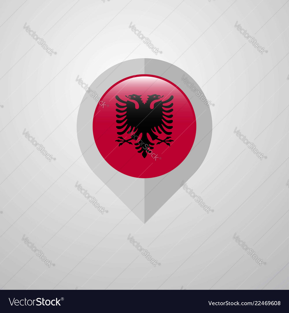 Map navigation pointer with albania flag design