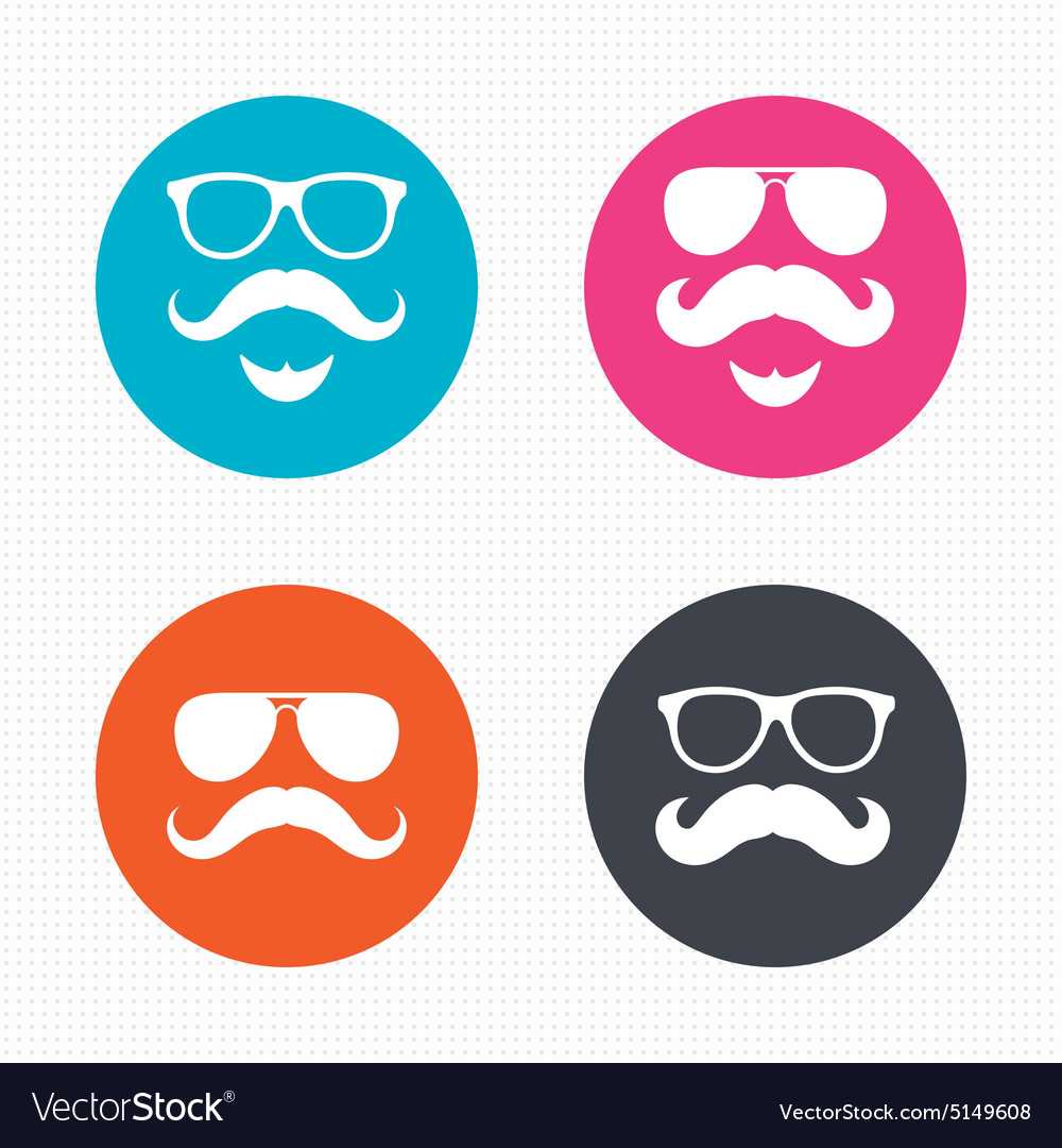 Mustache and glasses icons hipster symbols