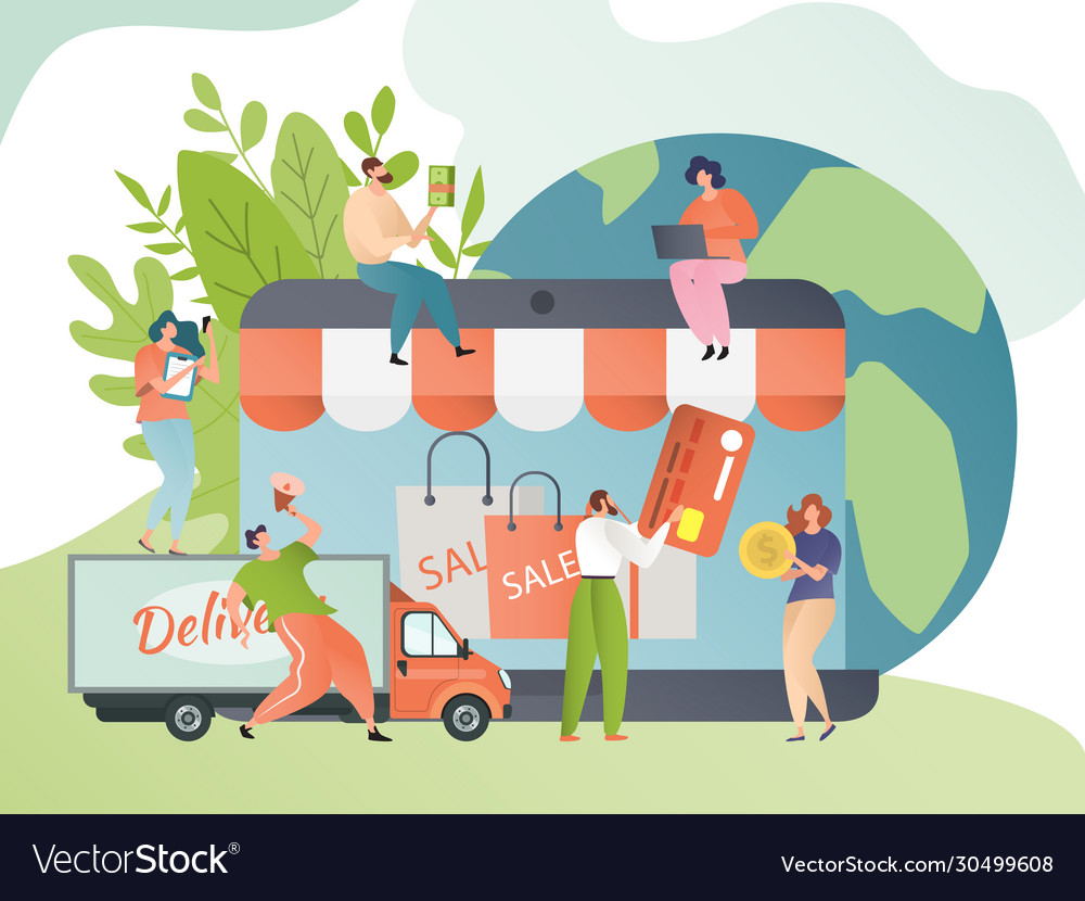 Online shopping shopper order vector image Online shopping shopper order