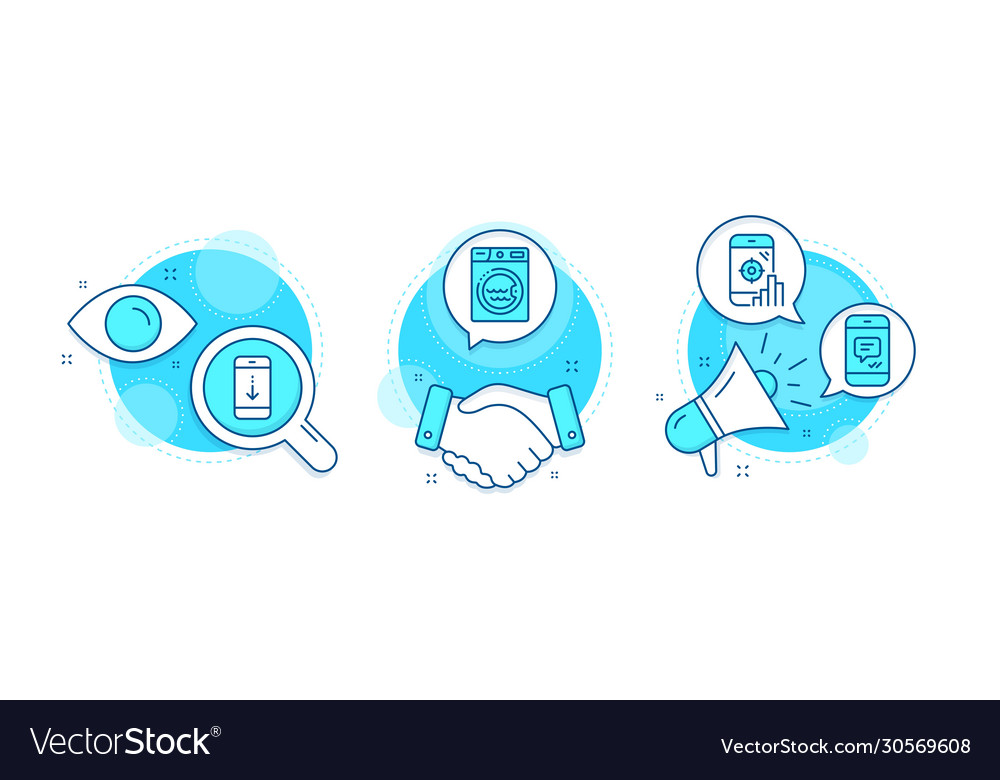 Scroll down message and seo phone icons set