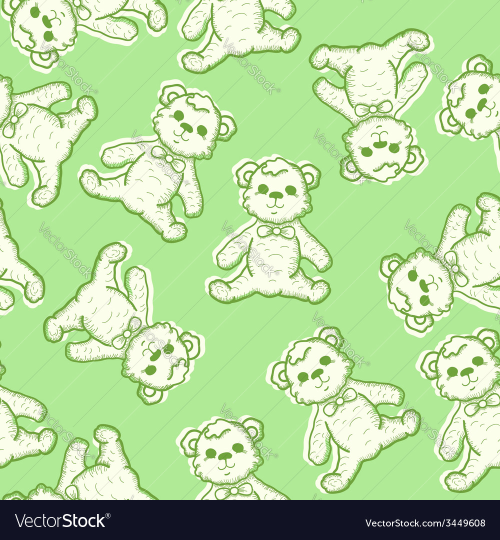 Seamless Baby Background With Teddy Bear Vector Image