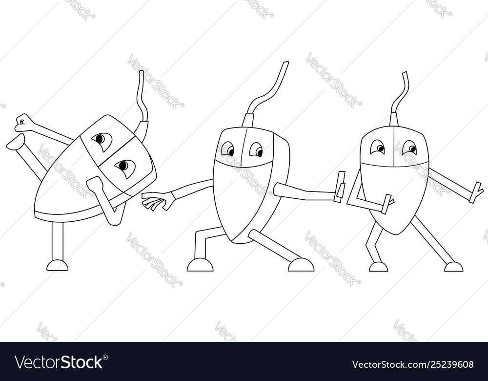 Set kung fu computer mouse isolated