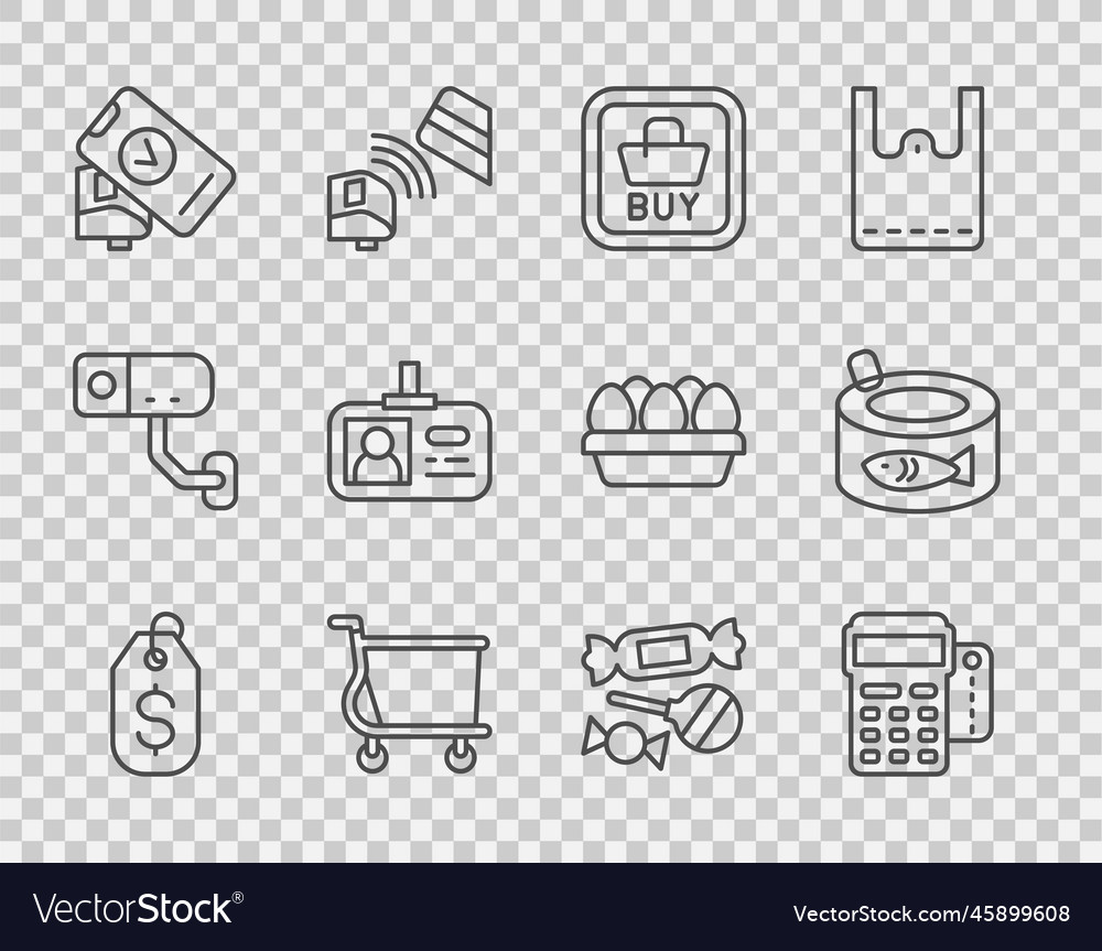 Set line price tag with dollar pos terminal vector image Set line price tag with dollar pos terminal