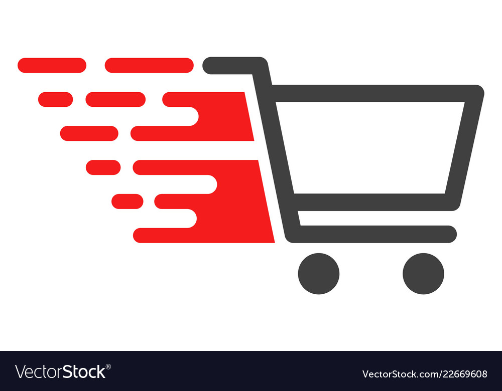 Shopping cart with fast speed effect Royalty Free Vector