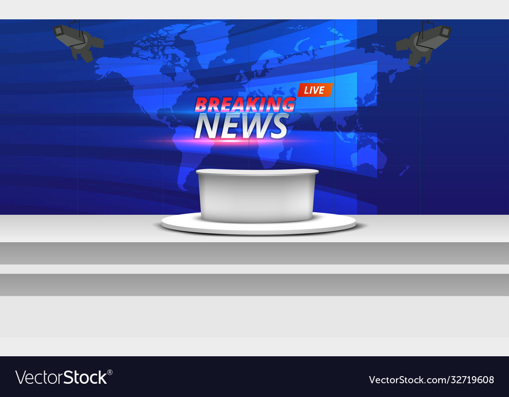 White Table And Lcds Background In News Studio Vector Image