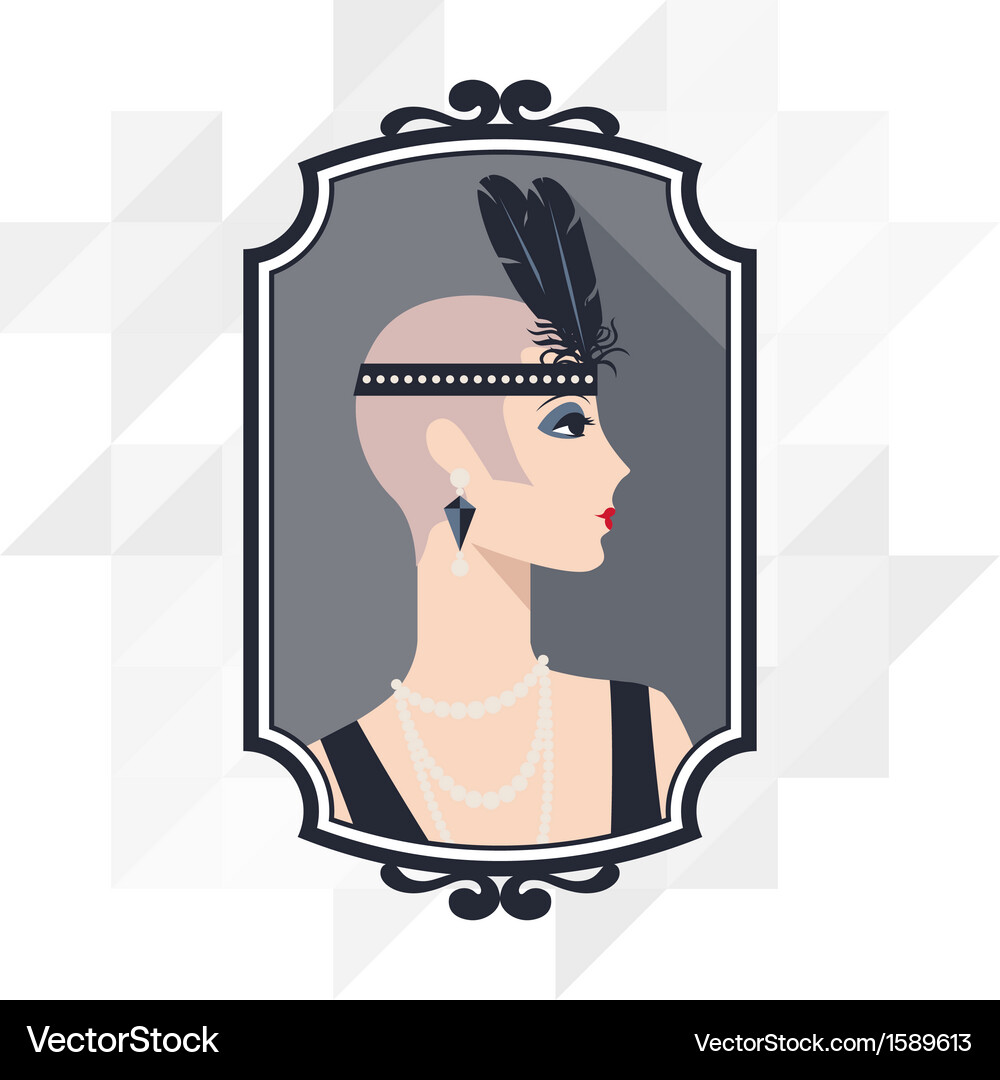 1920s Flapper Portrait Royalty Free Vector Image