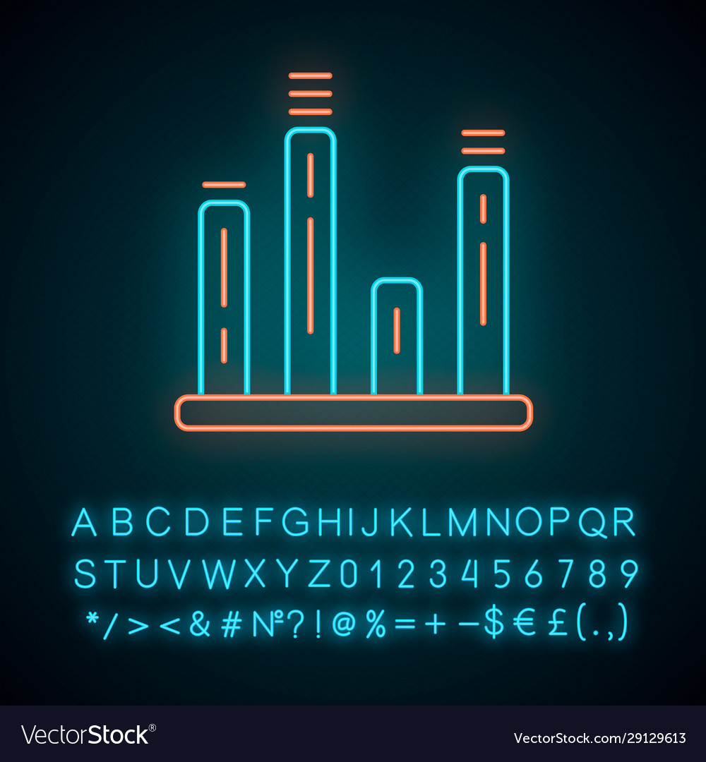 Bar graph neon light icon diagram line vector image Bar graph neon light icon diagram line