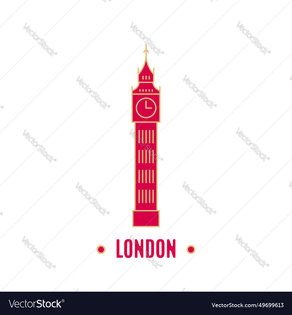 Big ben in line art style icon of united Vector Image