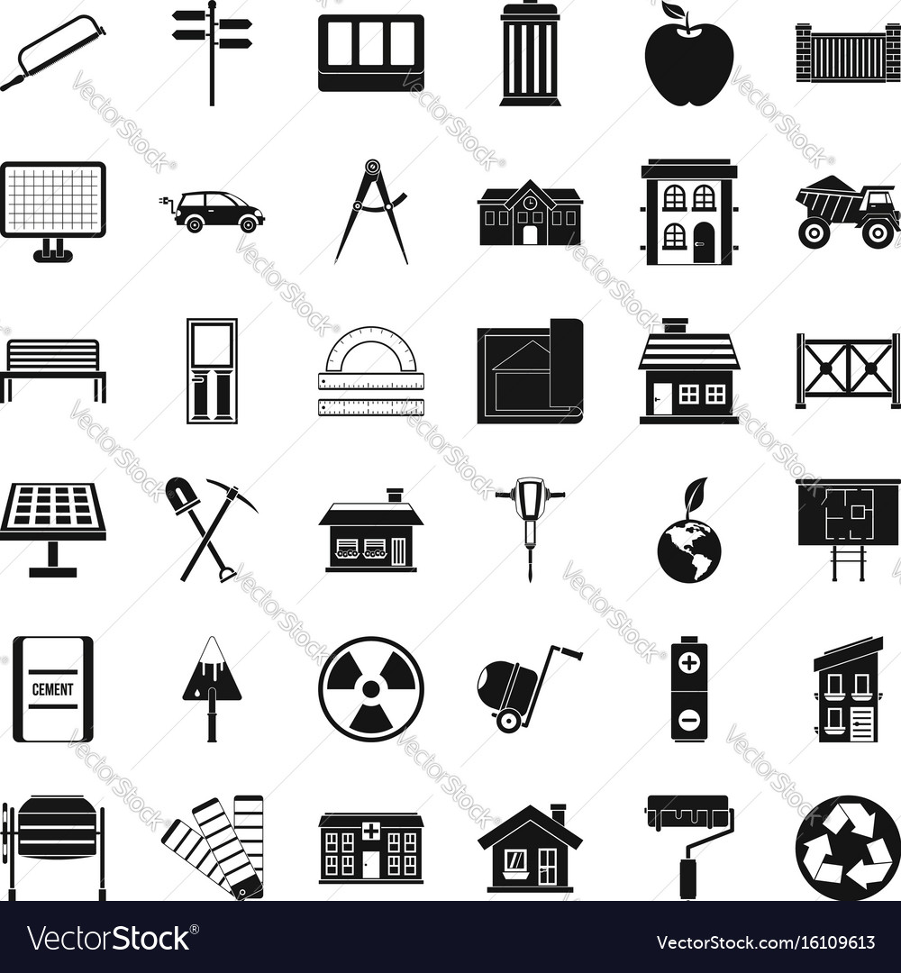 Building icons set simple style Royalty Free Vector Image