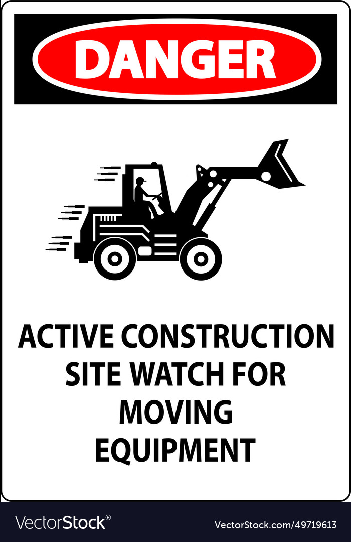 Construction area sign danger - active Royalty Free Vector