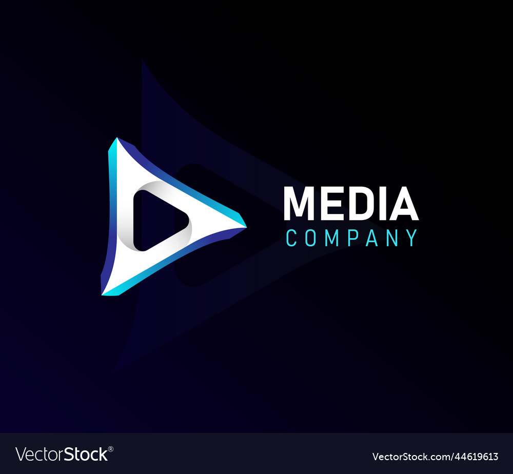 Creative 3d media app icon logo design Royalty Free Vector