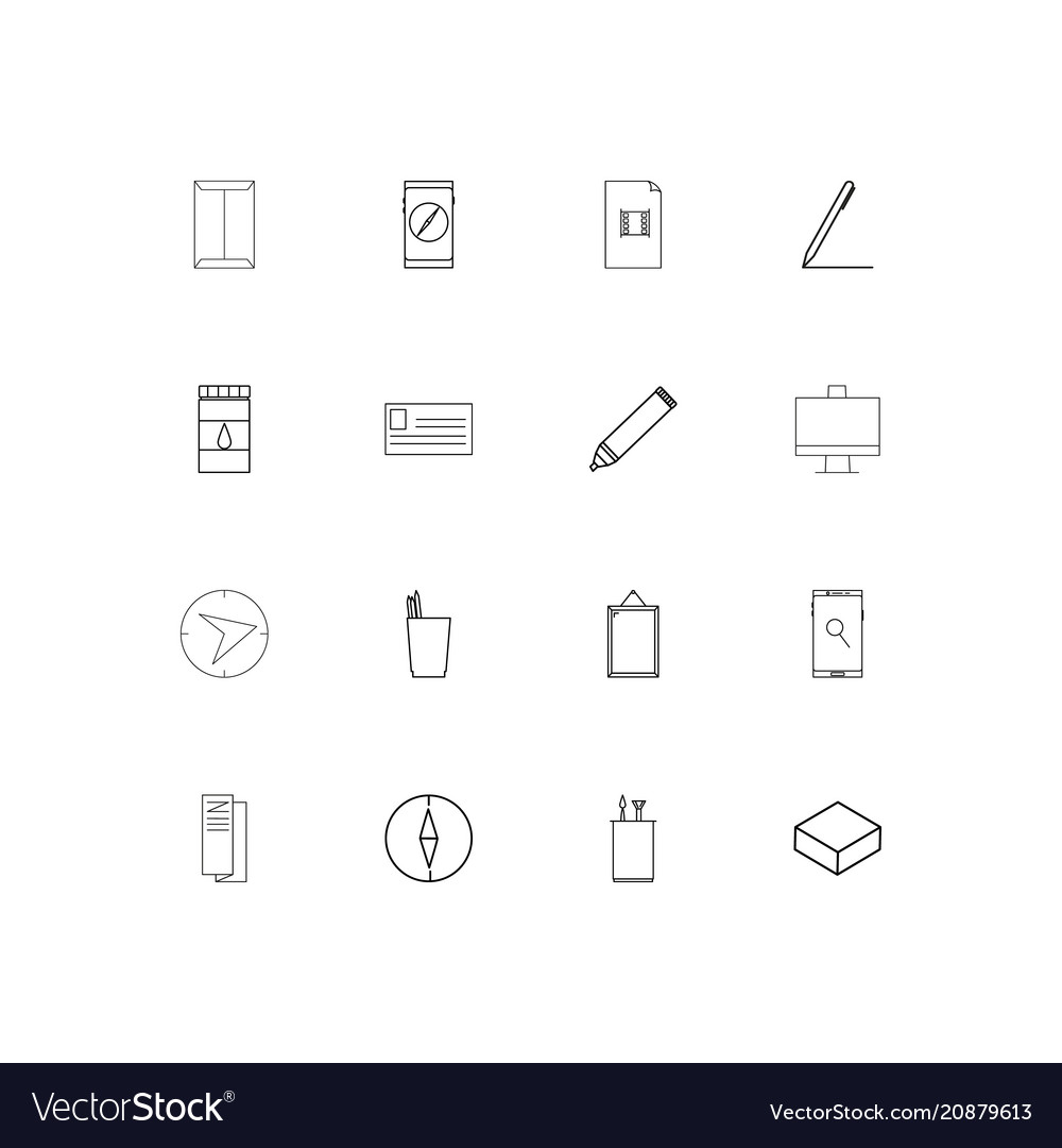 Creative process and design linear thin icons set