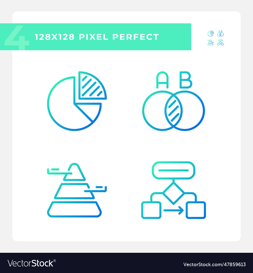 Data presentation gradient linear icons set vector image Data presentation gradient linear icons set
