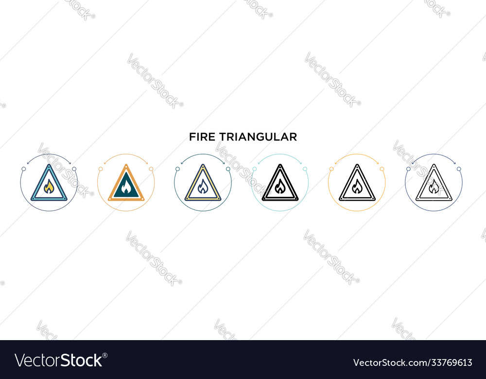 Fire triangular signal icon in filled thin line