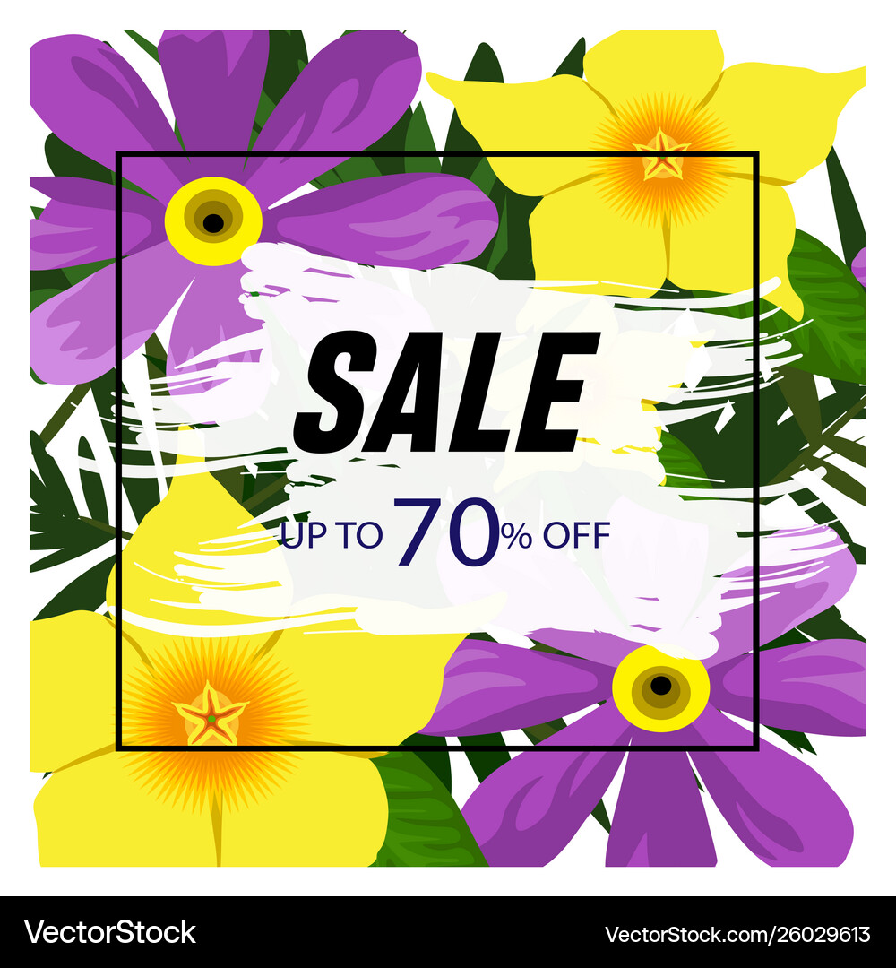 Floral Background In A Frame With 70 Discount Vector Image