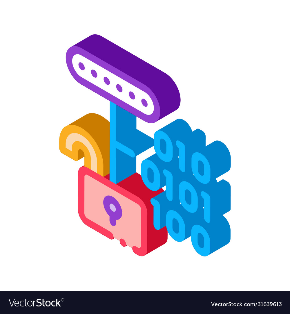 Hacking binary code isometric icon