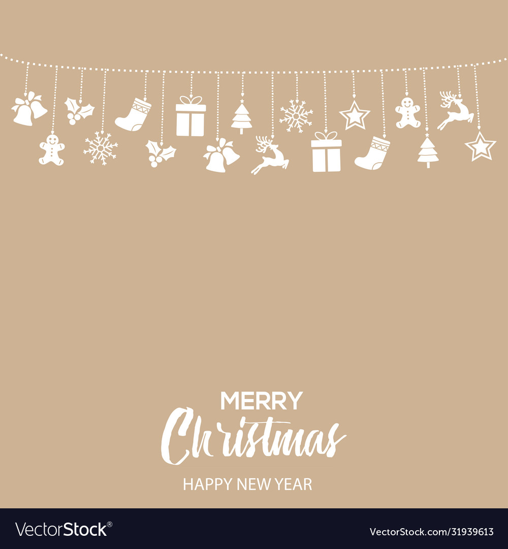 Happy new year or christmas card with ornaments vector image Happy new year or christmas card with ornaments