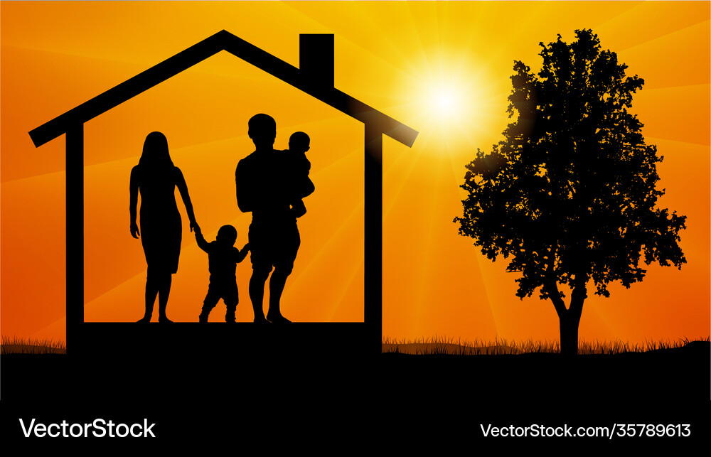 House family silhouette Royalty Free Vector Image