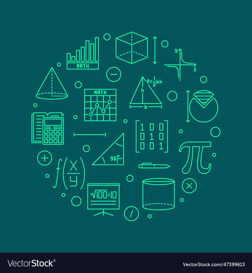 I love mathematics line round green banner math Vector Image