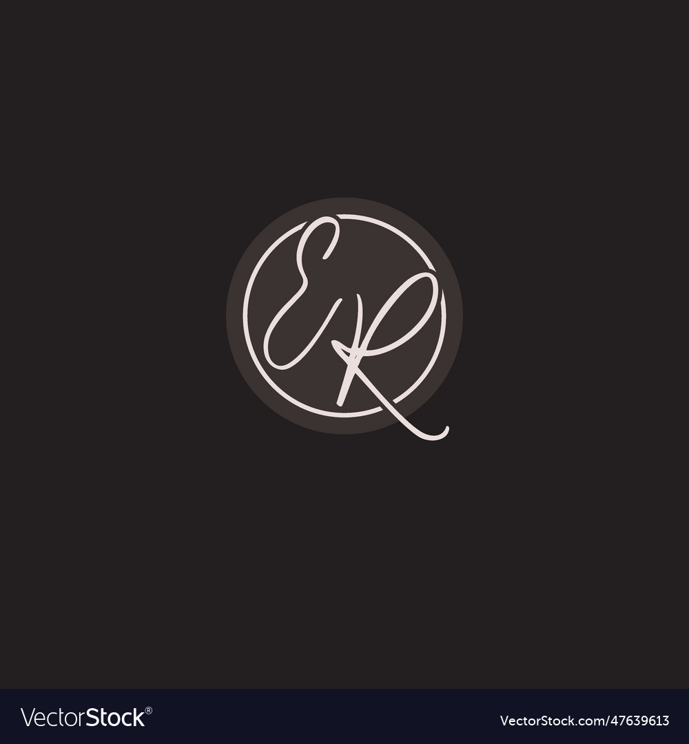 Initials er logo monogram with simple circle line