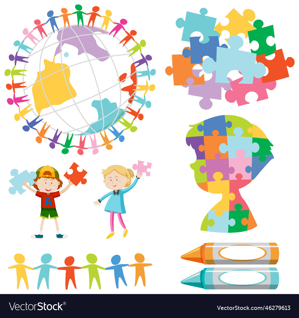 Jigsaw puzzle colourful in different forms vector image Jigsaw puzzle colourful in different forms