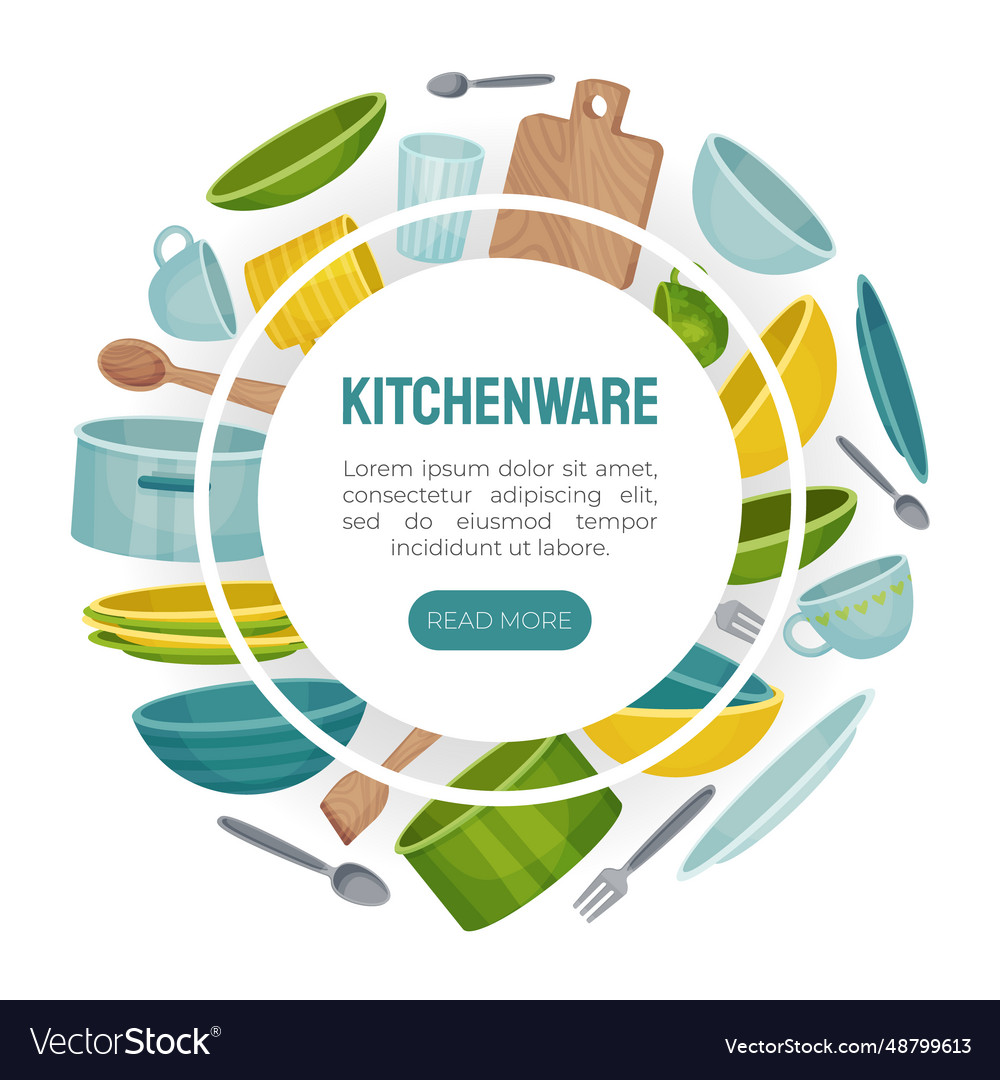 Kitchenware banner design with tools and utensils