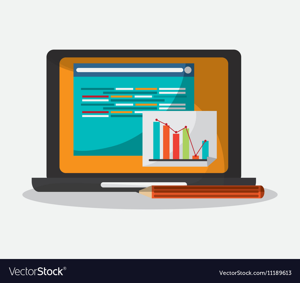 Laptop and digital marketing design Royalty Free Vector