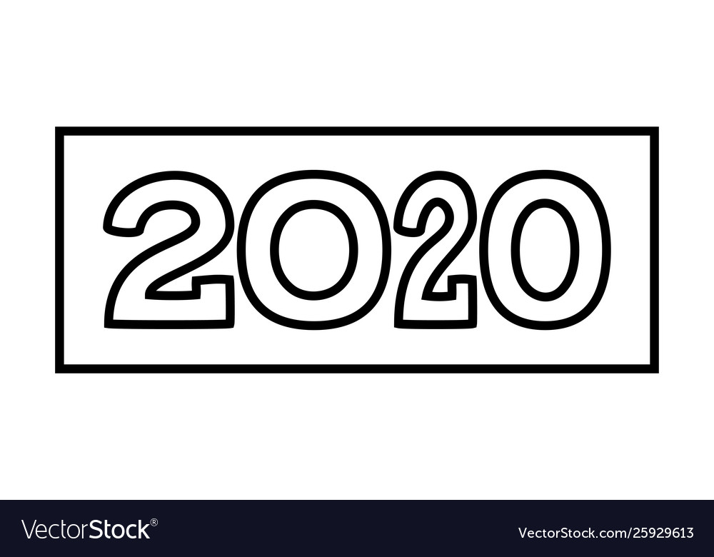 Line art 2020 symbol different width characters