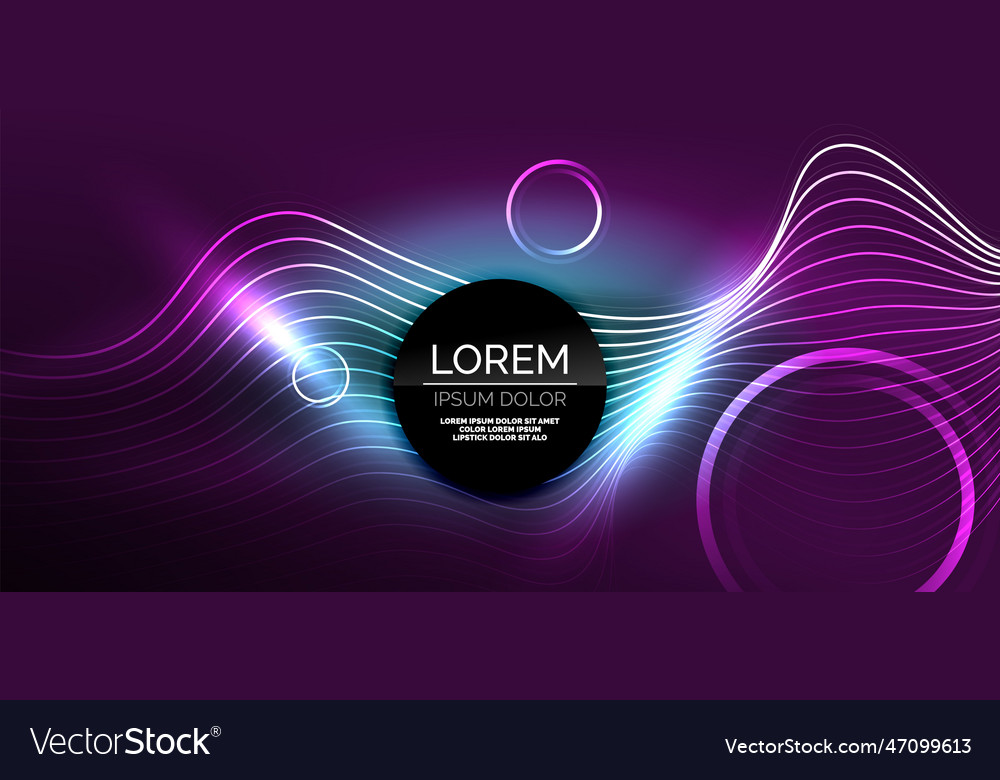 Neon lines and waves abstract background techno Vector Image Neon lines and waves abstract background techno