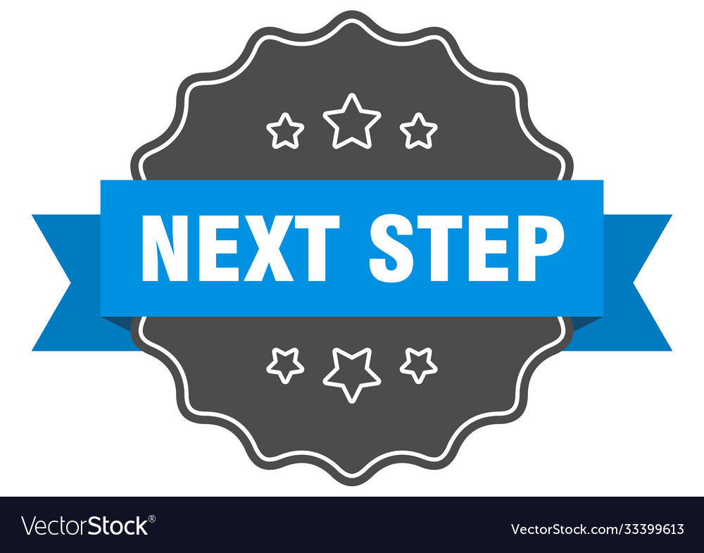 Next step label isolated seal sticker