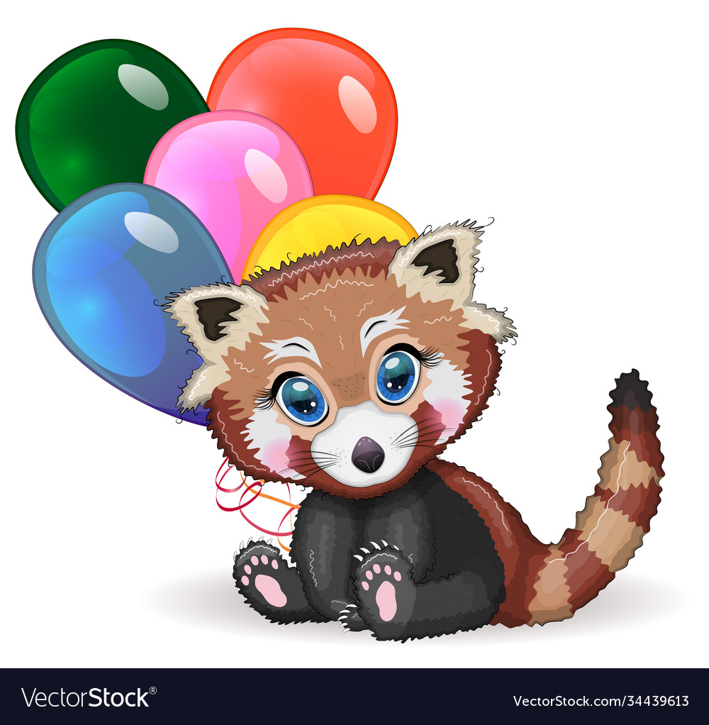 Red panda cute character with beautiful eyes