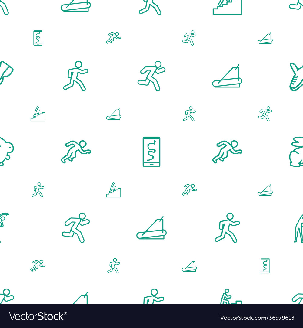 Running icons pattern seamless white background