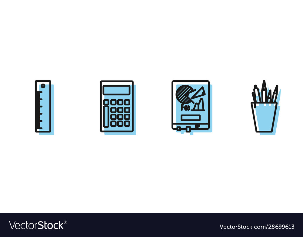 Set line board with graph chart ruler calculator