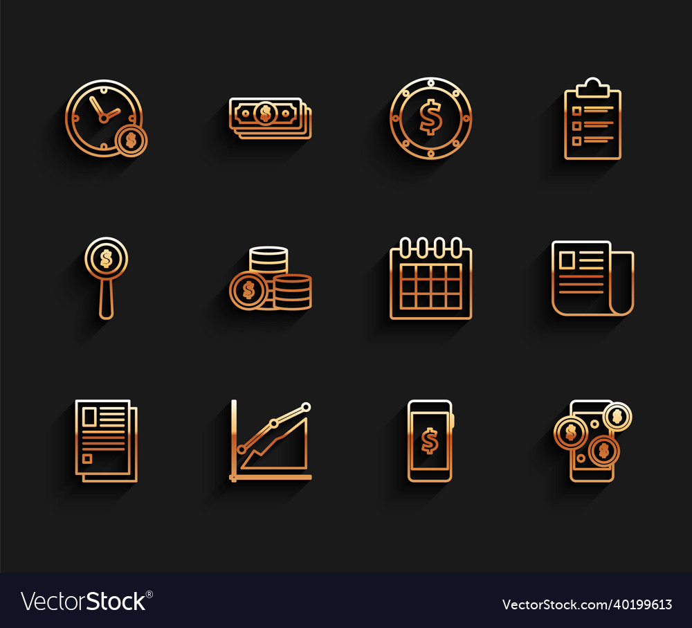 Set line file document pie chart infographic vector image Set line file document pie chart infographic