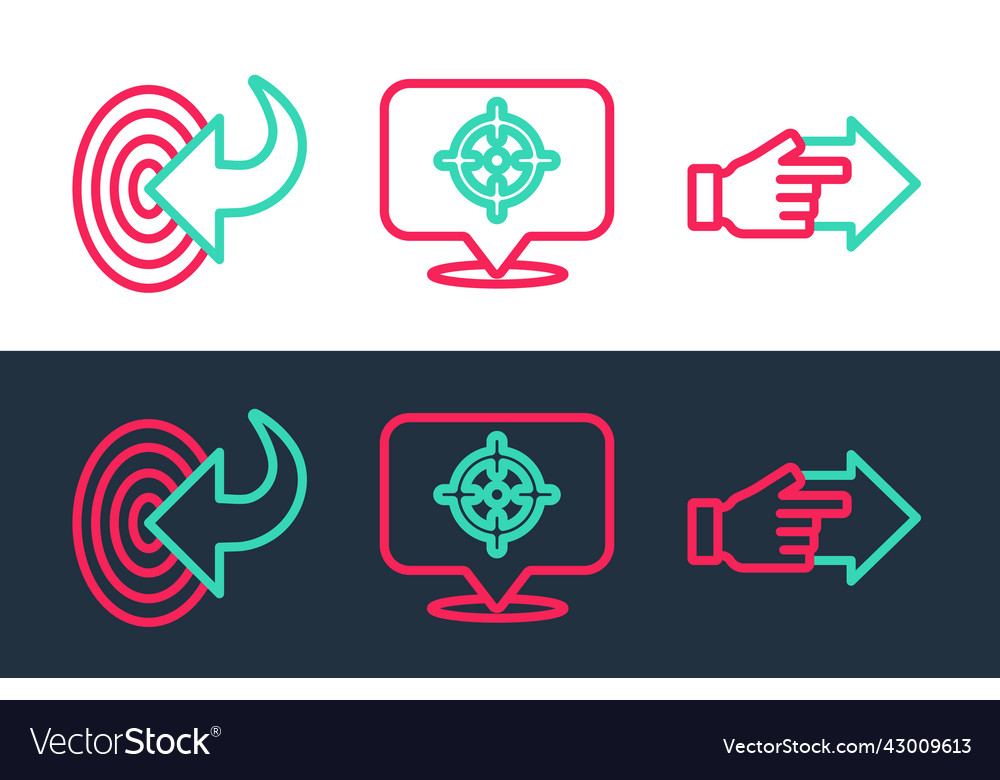 Set line hand with pointing finger target