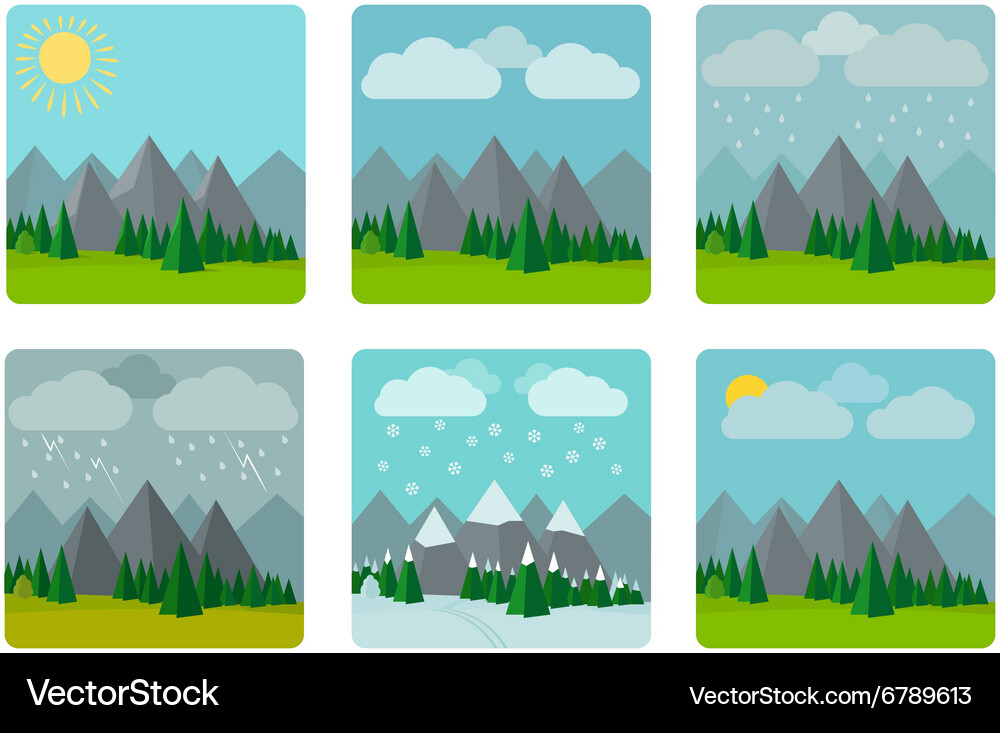 Weather in flat style Royalty Free Vector Image