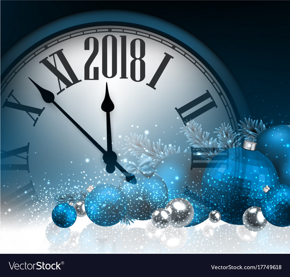 2018 new year background with clock