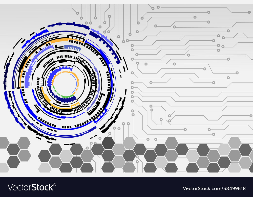 Abstract technology with circuit board on gray vector image Abstract technology with circuit board on gray